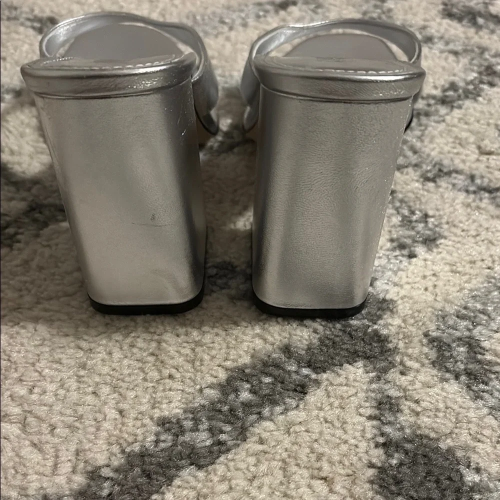 Paris Texas Silver block heel 35
